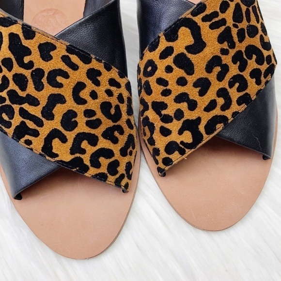 New DVF Bailie Suede Leather Leopard Slide Sandals - Picture 11 of 13